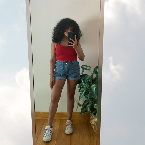 High-Waisted Jean Shorts - Picture 1 of 1